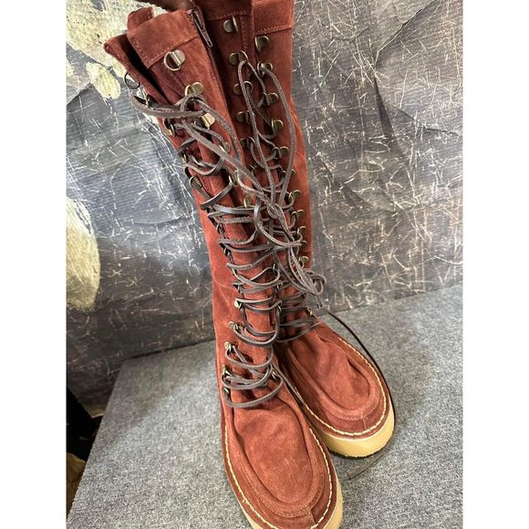 Free People Ava Tall Lace Up Boots Size 37 - Picture 3 of 7